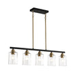 Load image into Gallery viewer, Farmhouze Light - Contemporary Clear Striped Glass Shade Linear Island Chandelier - Chandelier - 5 Bulbs -