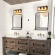 Load image into Gallery viewer, Farmhouze Light - Farmhouse 3 - Light Cage Linen Vanity Wall Lamp - Chandelier - Black -