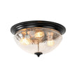 Load image into Gallery viewer, Farmhouze Light - Farmhouse Cracked Textured Glass Round Flush Mount Light - Ceiling Light - Black -