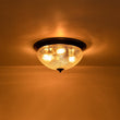 Load image into Gallery viewer, Farmhouze Light - Farmhouse Cracked Textured Glass Round Flush Mount Light - Ceiling Light - Black -