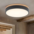 Load image into Gallery viewer, Farmhouze Light - Farmhouse Dimmable Wooden Round Flush Mount Ceiling Light - Ceiling Light - Black - 11 in (Back Order) -