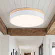 Load image into Gallery viewer, Farmhouze Light - Farmhouse Dimmable Wooden Round Flush Mount Ceiling Light - Ceiling Light - White - 11 in (Back Order) -