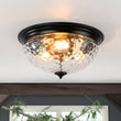 Load image into Gallery viewer, Farmhouze Light - Farmhouse Hammered Glass Round Flush Mount Ceiling Light - Ceiling Light - Black -