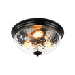 Load image into Gallery viewer, Farmhouze Light - Farmhouse Hammered Glass Round Flush Mount Ceiling Light - Ceiling Light - Black -