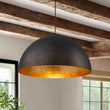Load image into Gallery viewer, Farmhouze Light - Farmhouse Industrial Oversized Iron Dome Pendant - Chandelier - Black with Gold Dust - 15 in. (Back Order)