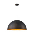 Load image into Gallery viewer, Farmhouze Light - Farmhouse Industrial Oversized Iron Dome Pendant - Chandelier - Black with Gold Dust - 31 in. (Back Order)