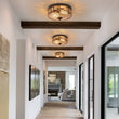 Load image into Gallery viewer, Farmhouze Light-Farmhouse Iron Round Hammered Glass Ceiling Light-Ceiling Light-Gold-