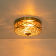 Load image into Gallery viewer, Farmhouze Light-Farmhouse Iron Round Hammered Glass Ceiling Light-Ceiling Light-Oil-Rubbed Bronze-