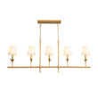 Load image into Gallery viewer, Farmhouze Light - Farmhouse Linear Candle Style White Fabric Brass Island Chandelier - Chandelier - 5 Bulbs -