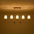 Load image into Gallery viewer, Farmhouze Light - Farmhouse Linear Candle Style White Fabric Brass Island Chandelier - Chandelier - 5 Bulbs -