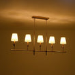 Load image into Gallery viewer, Farmhouze Light - Farmhouse Linear Candle Style White Fabric Brass Island Chandelier - Chandelier - 5 Bulbs -