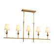 Load image into Gallery viewer, Farmhouze Light - Farmhouse Linear Candle Style White Fabric Brass Island Chandelier - Chandelier - 5 Bulbs -