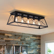 Load image into Gallery viewer, Farmhouze Light - Farmhouse Rectangle Cage Island Flush Mount Ceiling Light - Ceiling Light - Matte Black -