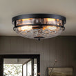 Load image into Gallery viewer, Farmhouze Light - Farmhouse Round Hammered Glass Flush Mount - Ceiling Light - Black -