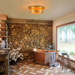 Load image into Gallery viewer, Farmhouze Light - Farmhouse Round Seeded Glass Flush Mount Light - Ceiling Light - Brass -