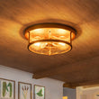Load image into Gallery viewer, Farmhouze Light - Farmhouse Round Seeded Glass Flush Mount Light - Ceiling Light - Brass -