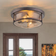 Load image into Gallery viewer, Farmhouze Light - Farmhouse Round Seeded Glass Flush Mount Light - Ceiling Light - Nickel -