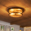 Load image into Gallery viewer, Farmhouze Light - Farmhouse Round Seeded Glass Flush Mount Light - Ceiling Light - Nickel -