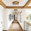 Load image into Gallery viewer, Farmhouze Light - Farmhouse Round Seeded Glass Flush Mount Light - Ceiling Light - Nickel -