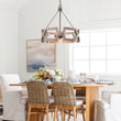 Load image into Gallery viewer, Farmhouze Light - Farmhouse Rustic Wood Drum Cage Pendant Light - Chandelier - 3 bulbs -