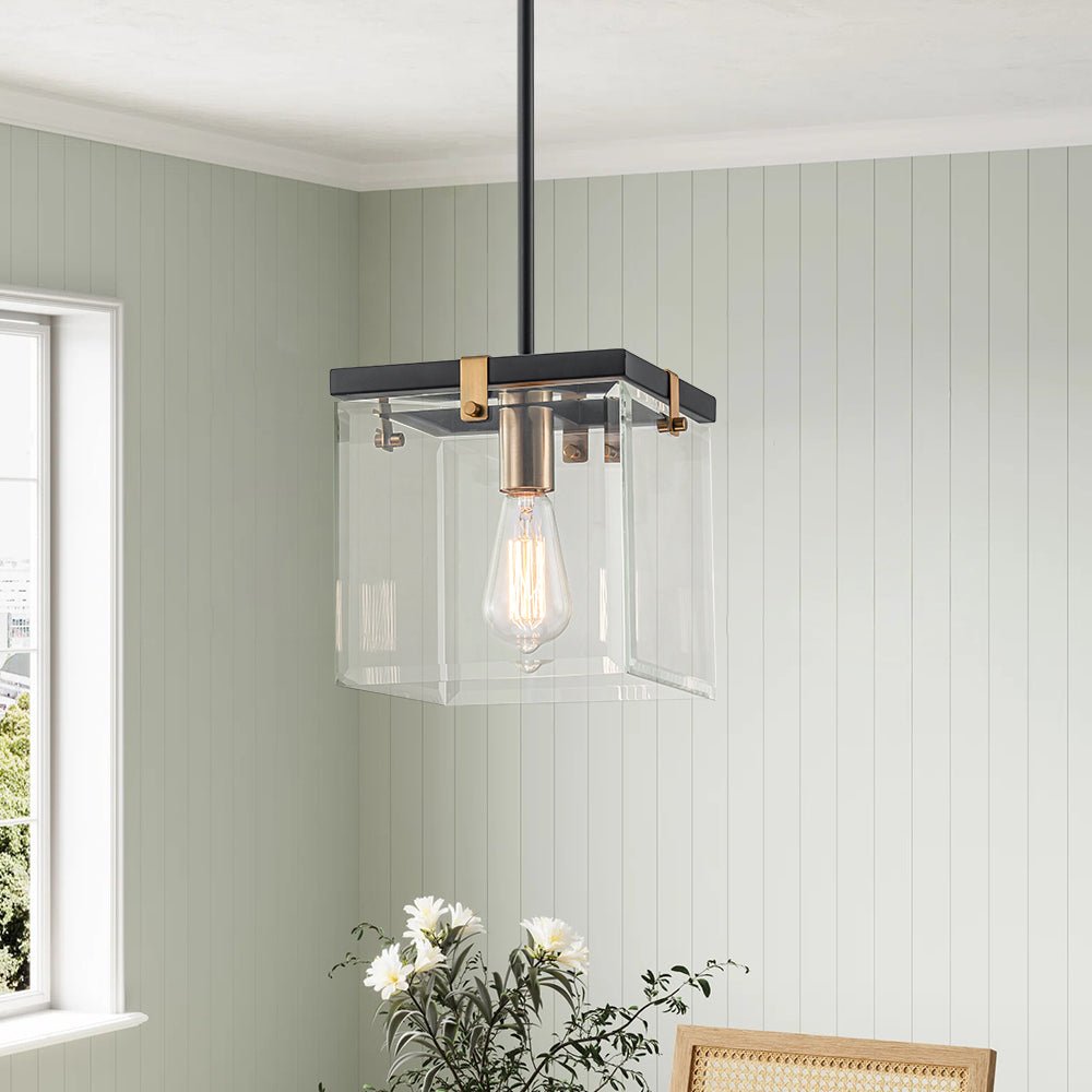 Farmhouse Simple 1Light Square Glass Lantern Pendant Farmhouze Light