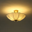 Load image into Gallery viewer, Farmhouze Light - Farmhouse White Fabric Round Scalloped Ceiling Light - Ceiling Light - Ivory (Back Order) -