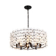 Load image into Gallery viewer, Farmhouze Light - French Country Luxe Glass Flower Round Drum Cage Chandelier - Chandelier - Black -