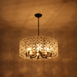 Load image into Gallery viewer, Farmhouze Light - French Country Luxe Glass Flower Round Drum Cage Chandelier - Chandelier - Black -