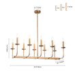 Load image into Gallery viewer, Farmhouze Light - French Country Luxe Linear Candle Kitchen Island Pendant - Chandelier - Antique Brass -