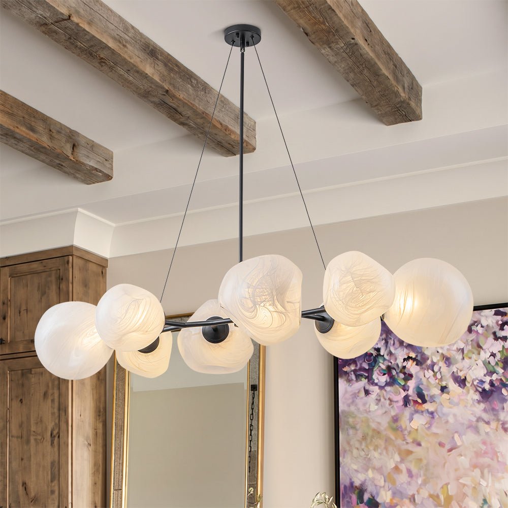 French Milky Misty Glass Bubble Island Chandelier | Farmhouze Light