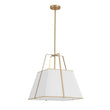 Load image into Gallery viewer, Farmhouze Light - French Country Tapered Square Fabric Lantern Pendant Light - Chandelier - White Fabric +Brass Finish -