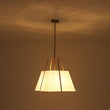 Load image into Gallery viewer, Farmhouze Light - French Country Tapered Square Fabric Lantern Pendant Light - Chandelier - White Fabric +Brass Finish -