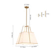 Load image into Gallery viewer, Farmhouze Light - French Country Tapered Square Fabric Lantern Pendant Light - Chandelier - White Fabric +Brass Finish -