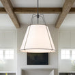 Load image into Gallery viewer, Farmhouze Light - French Farmhouse Tapered Drum Fabric Lantern Pendant Light - Chandelier - White+Black - 23in -