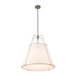 Load image into Gallery viewer, Farmhouze Light - French Farmhouse Tapered Drum Fabric Lantern Pendant Light - Chandelier - White+Nickel - 23in -