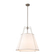 Load image into Gallery viewer, Farmhouze Light - French Farmhouse Tapered Drum Fabric Lantern Pendant Light - Chandelier - White+Nickel - 23in -
