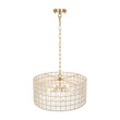 Load image into Gallery viewer, Farmhouze Light - Glam Crystal Accented Drum Lantern Pendant Light - Chandelier - Brass -