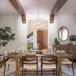 Load image into Gallery viewer, Farmhouze Light - Glam Crystal Accented Drum Lantern Pendant Light - Chandelier - Brass -