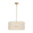 Load image into Gallery viewer, Farmhouze Light - Glam Crystal Accented Drum Lantern Pendant Light - Chandelier - Brass -