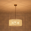 Load image into Gallery viewer, Farmhouze Light - Glam Crystal Accented Drum Lantern Pendant Light - Chandelier - Brass -
