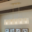 Load image into Gallery viewer, Farmhouze Light - Glam Decorative Crystal Accented Long Cage Island Chandelier - Chandelier - Brass -