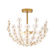 Load image into Gallery viewer, Farmhouze Light - Glam Glass Flower Vine Gold Cage Semi Flush Ceiling Light - Ceiling Light - Gold -