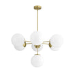 Load image into Gallery viewer, Farmhouze Light - Glam Milky White Glass Globe Linear Sputnik Chandelier - Chandelier - Brass -