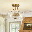 Load image into Gallery viewer, Farmhouze Light - Hammered Texture Glass Round Semi Flush Ceiling Light - Ceiling Light - Gold -