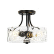 Load image into Gallery viewer, Farmhouze Light - Hammered Texture Glass Round Semi Flush Ceiling Light - Ceiling Light - Gold -
