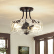 Load image into Gallery viewer, Farmhouze Light - Hammered Texture Glass Round Semi Flush Ceiling Light - Ceiling Light - Oil - Rubbed Bronze(Special Deal) -