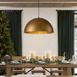 Load image into Gallery viewer, Farmhouze Light - Industrial 1 - Light Hammered Oversized Metal Dome Pendant - Chandelier - Aged Brass - 23in