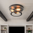 Load image into Gallery viewer, Farmhouze Light - Industrial 3 - Light Seeded Glass Shade Flush Mount Light - Ceiling Light - Oil - Rubbed Bronze -