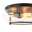 Load image into Gallery viewer, Farmhouze Light - Industrial 3 - Light Seeded Glass Shade Flush Mount Light - Ceiling Light - Oil - Rubbed Bronze -
