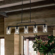 Load image into Gallery viewer, Farmhouze Light - Industrial Black Seeded Glass Linear Island Pendant / Semi Flush - Chandelier - Black -
